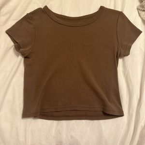 Brandy Melville Brown Crop Tee